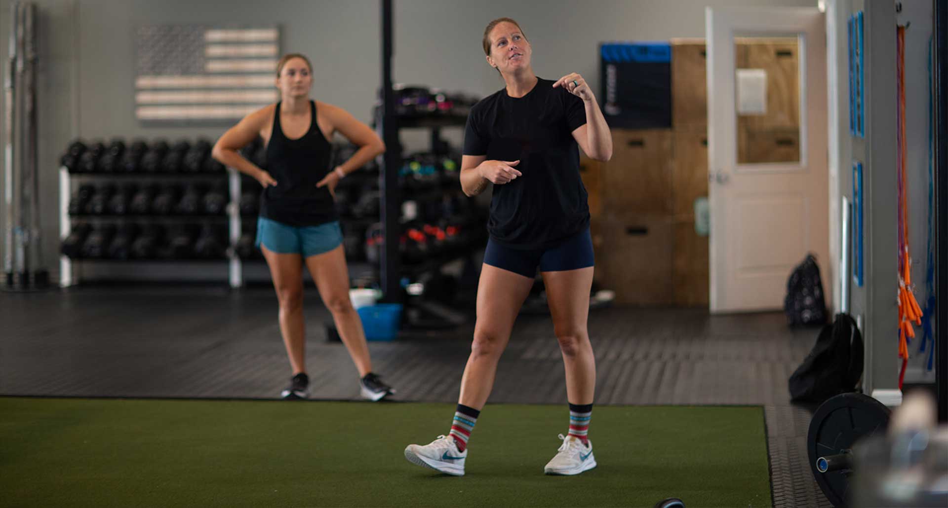 Two ladies participating our group training